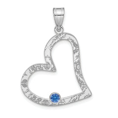 SS/Rhodium-plated 1 Birthstone Heart with SS Bezel Family Pendant