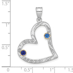 SS/Rhod-plated 2 Birthstone Heart with 14k Bezel Family Pendant