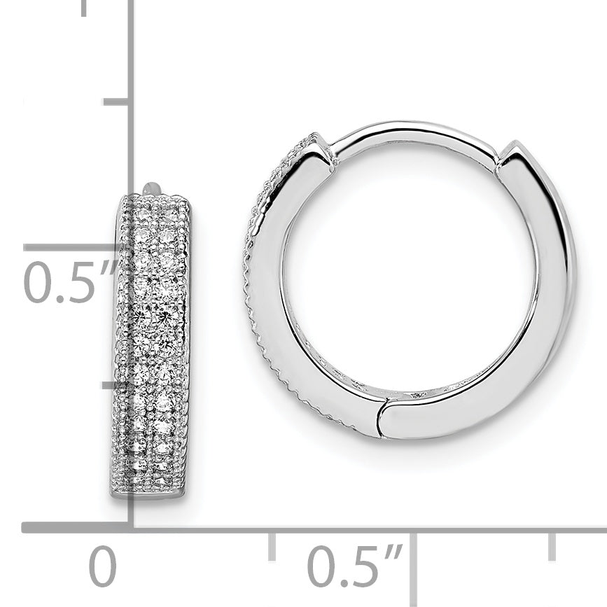 Brilliant Embers Sterling Silver Rhodium-plated 48 Stone Micro Pav‚ CZ Hinged Hoop Earrings