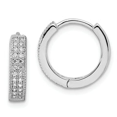 Brilliant Embers Sterling Silver Rhodium-plated 48 Stone Micro Pav‚ CZ Hinged Hoop Earrings