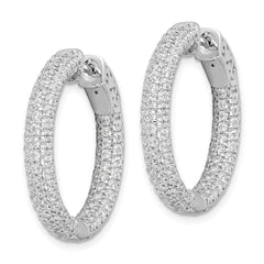 Sterling Shimmer Sterling Silver Rhodium-plated 178 Stone Pav‚ 1.5mm CZ In and Out Round Hinged Hoop Earrings