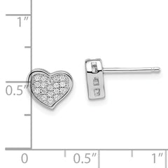 Brilliant Embers Sterling Silver Rhodium-plated 36 Stone Micro Pav‚ CZ Heart Post Earrings