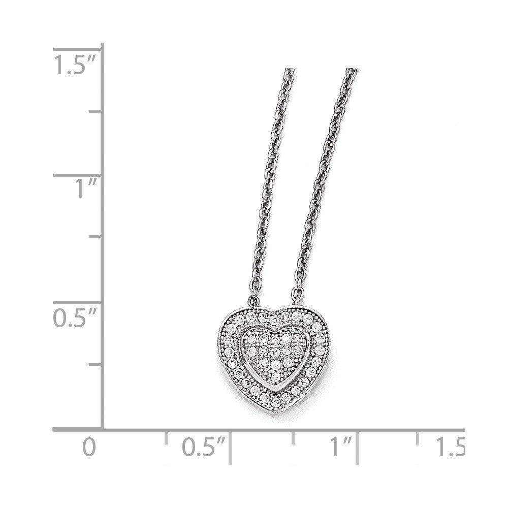 Sterling Silver & CZ Brilliant Embers Heart Necklace