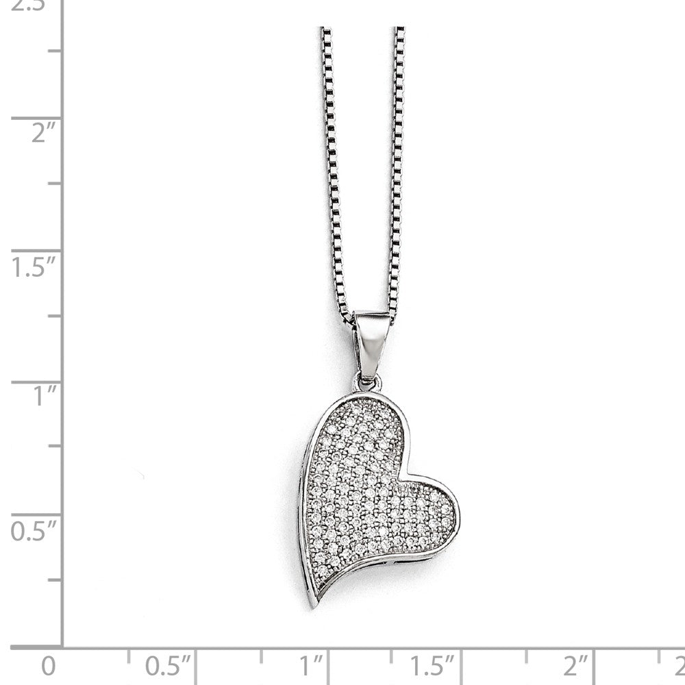 Sterling Silver & CZ Brilliant Embers Heart Necklace