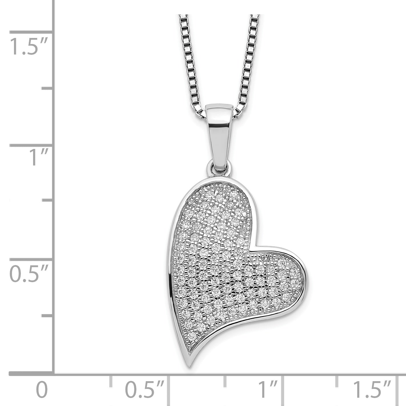 Brilliant Embers Sterling Silver Rhodium-plated 84 Stone 18 inch Micro Pav‚ CZ Heart Necklace with 2 Inch Extender