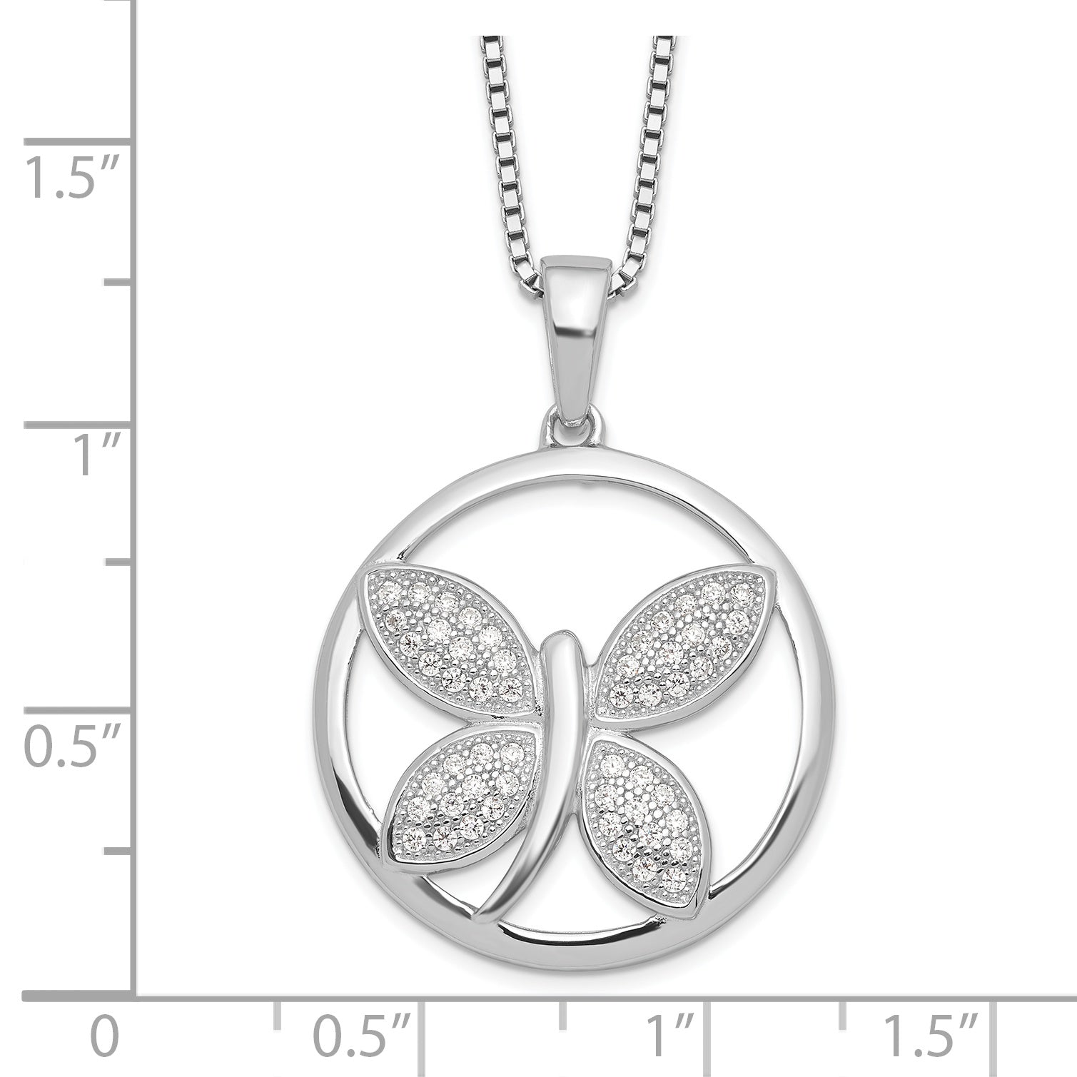 Brilliant Embers Sterling Silver Rhodium-plated 52 Stone 18 inch Micro Pav‚ CZ Butterfly Necklace with 2 Inch Extender