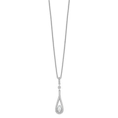 Brilliant Embers Sterling Silver Rhodium-plated 46 Stone 18 inch with 2 inch extender Spring Ring Clasp Micro Pav‚ CZ Teardrop Necklace with 2 Inch Extender