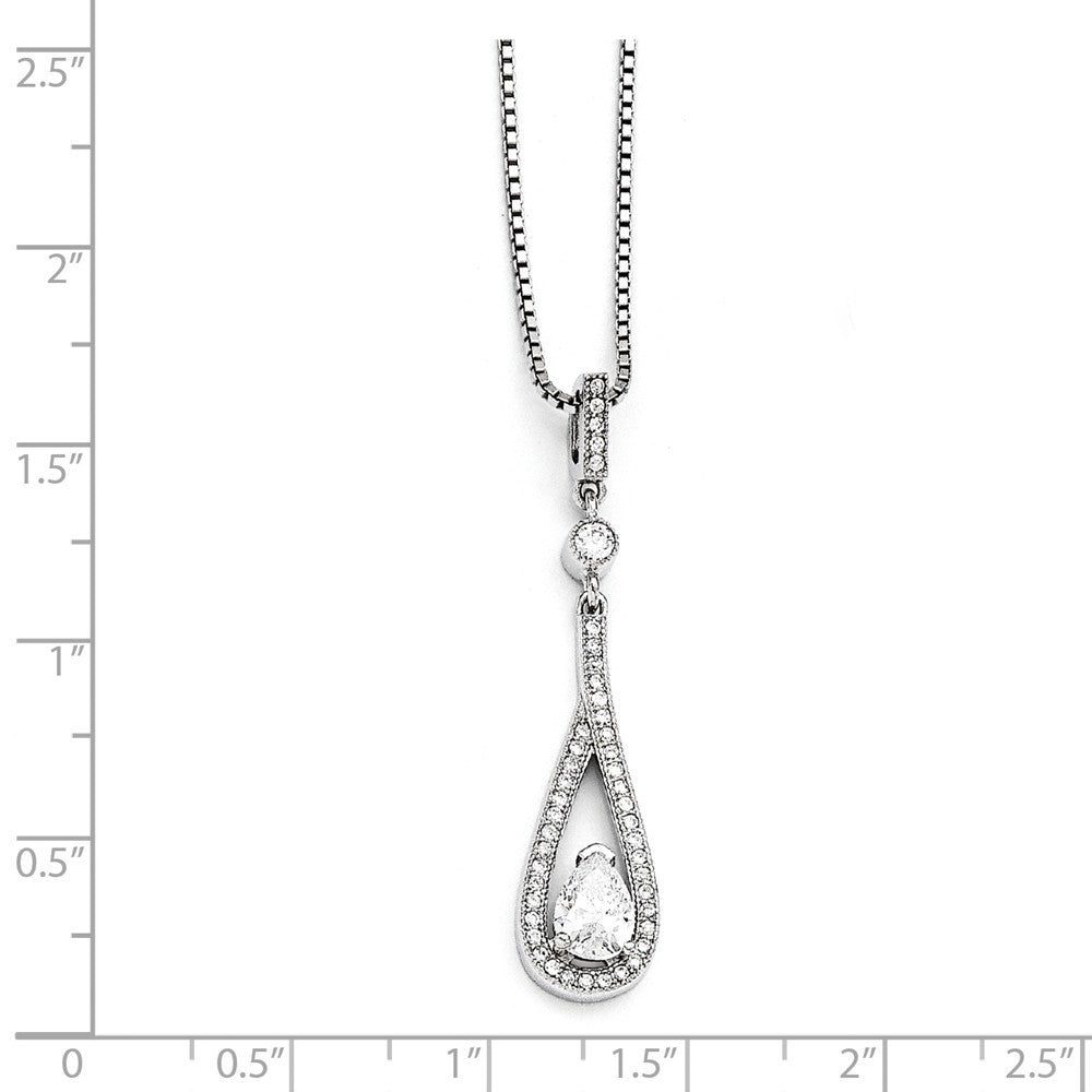 Sterling Silver & CZ Brilliant Embers Teardrop Necklace