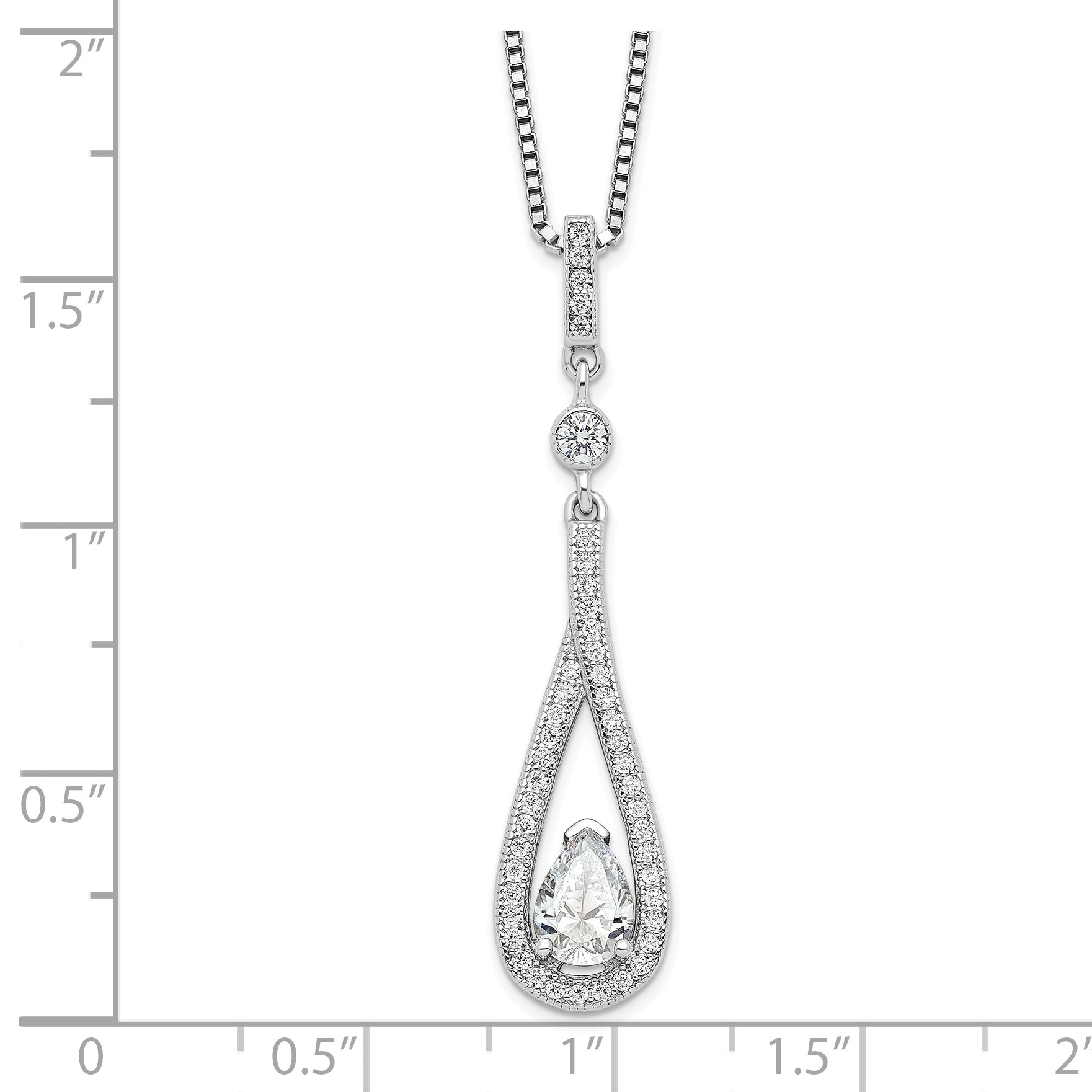 Brilliant Embers Sterling Silver Rhodium-plated 46 Stone 18 inch with 2 inch extender Spring Ring Clasp Micro Pav‚ CZ Teardrop Necklace with 2 Inch Extender