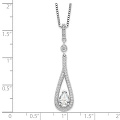 Brilliant Embers Sterling Silver Rhodium-plated 46 Stone 18 inch with 2 inch extender Spring Ring Clasp Micro Pav‚ CZ Teardrop Necklace with 2 Inch Extender