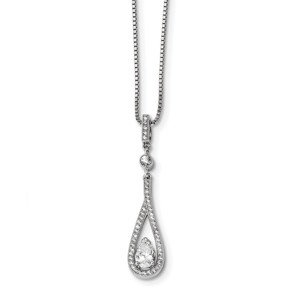 Sterling Silver 925 Teardrop Necklace with CZ Brilliant Embers Elegance