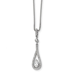 Sterling Silver 925 Teardrop Necklace with CZ Brilliant Embers Elegance