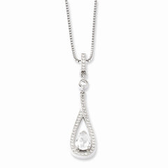 Sterling Silver 925 Teardrop Necklace with CZ Brilliant Embers Elegance