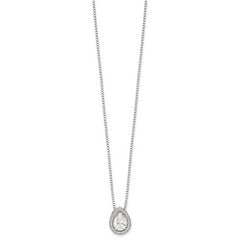 Brilliant Embers Sterling Silver Rhodium-plated 28 Stone 18 inch Halo Micro Pav‚ CZ Teardrop Necklace with 2 Inch Extender