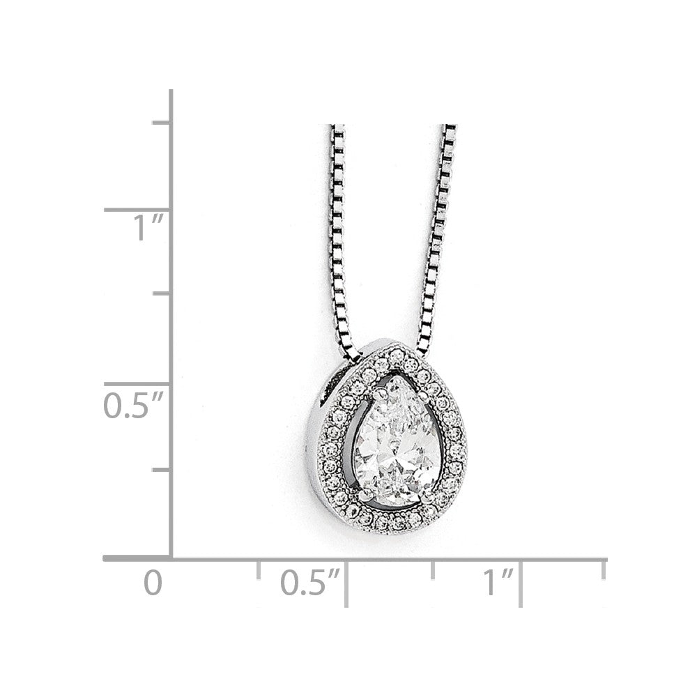 Sterling Silver & CZ Brilliant Embers Teardrop Necklace