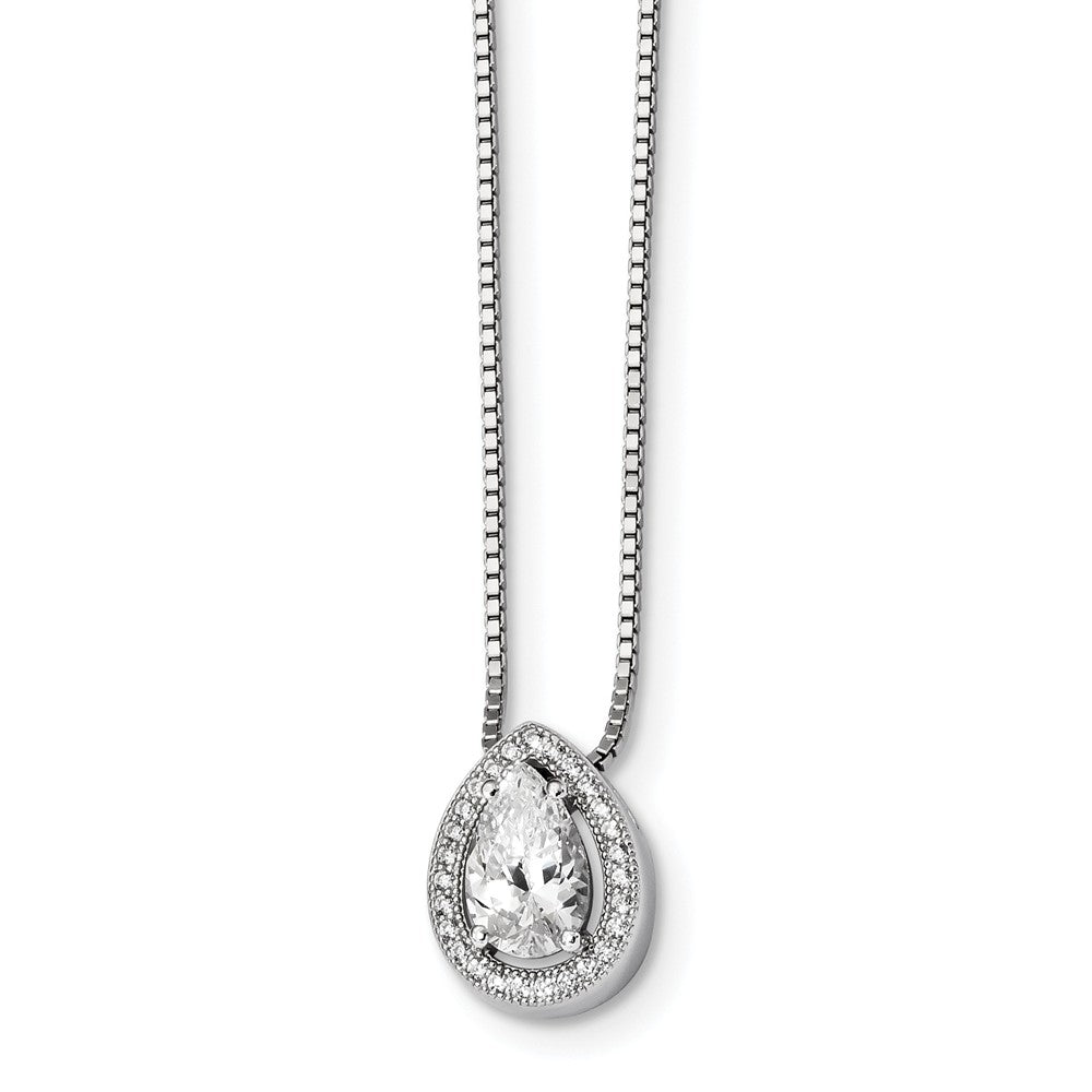 Sterling Silver & CZ Brilliant Embers Teardrop Necklace