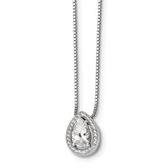 Sterling Silver & CZ Brilliant Embers Teardrop Necklace