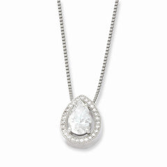 Sophia Jewelers Sterling Silver CZ Teardrop Necklace Elegant Design