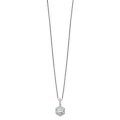 Brilliant Embers Sterling Silver Rhodium-plated 31 Stone 18 inch Micro Pav‚ CZ Hexagon Necklace with 2 Inch Extender