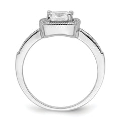 Brilliant Embers Sterling Silver Rhodium-plated 37 Stone Halo Micro Pav‚ CZ Ring