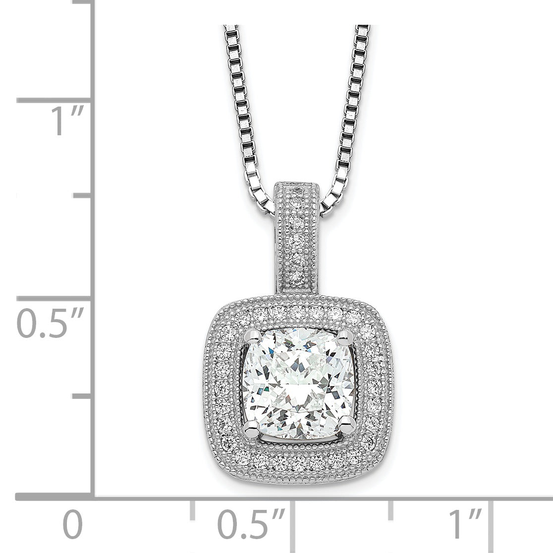 Brilliant Embers Sterling Silver Rhodium-plated 35 Stone 18 inch Halo Micro Pav‚ CZ Necklace with 2 Inch Extender