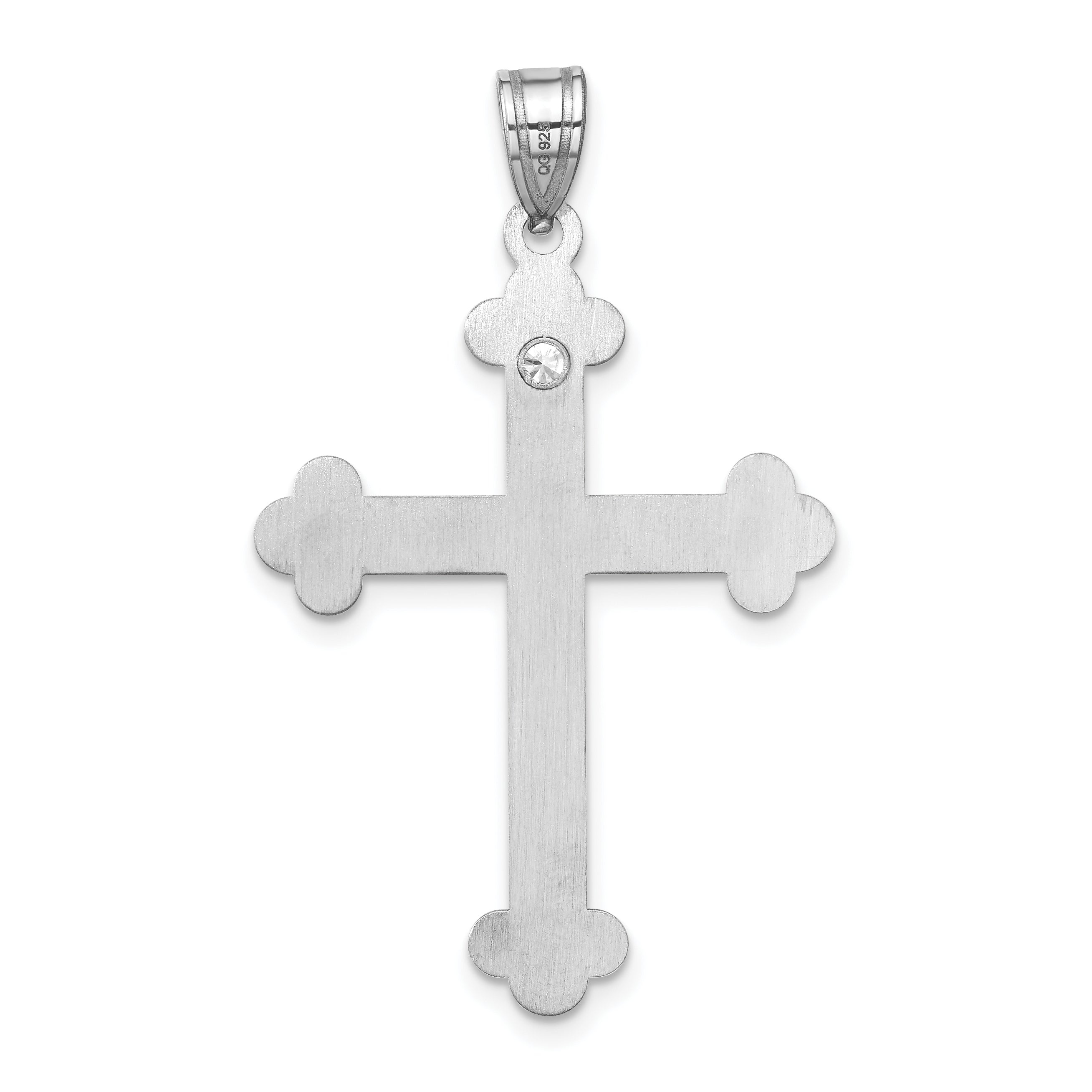 Sterling Silver Rh-plt Crystal Family Cross Pendant