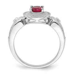 Brilliant Embers Sterling Silver Rhodium-plated 57 Stone Micro Pav‚ White and Red CZ Ring