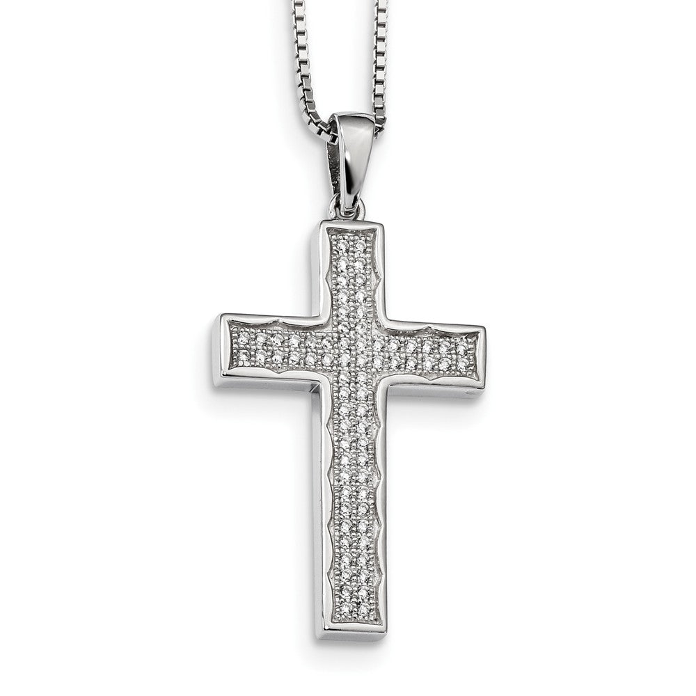 Sterling Silver CZ Embers Cross Necklace with 70 Stones