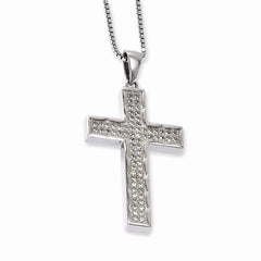 Sterling Silver CZ Embers Cross Necklace with 70 Stones