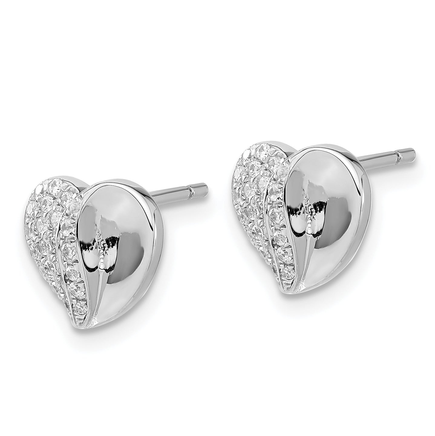 Brilliant Embers Sterling Silver CZ Heart Post Earrings