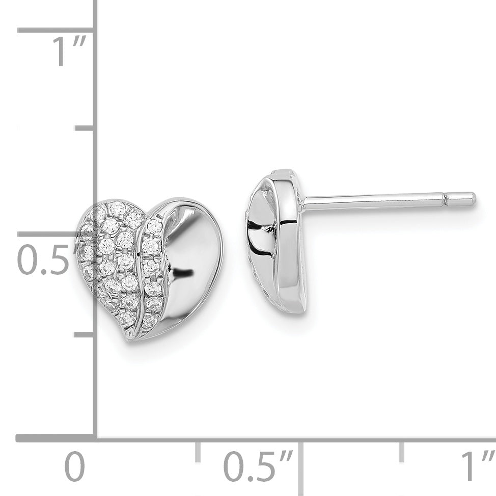 Brilliant Embers Sterling Silver CZ Heart Post Earrings