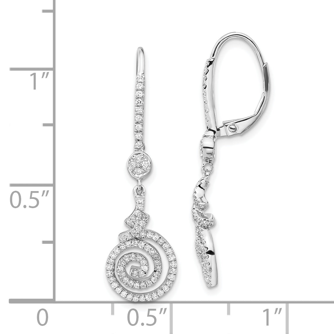 Sterling Silver & CZ Swirl Leverback Dangle Earrings