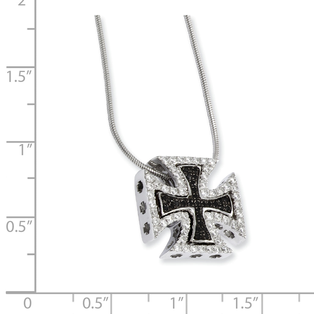 Sterling Silver & CZ Crosses Necklace