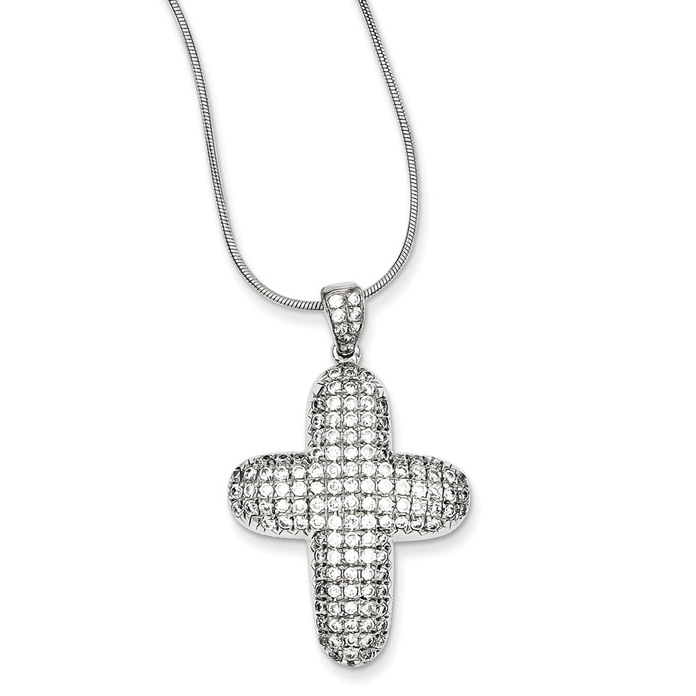 Sterling Silver & CZ Cross Necklace