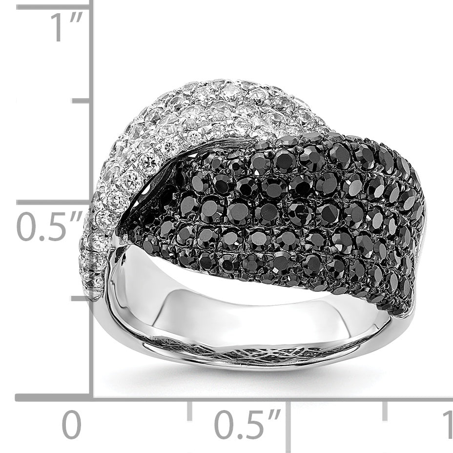 Sterling Silver Black & Clear CZ Ring