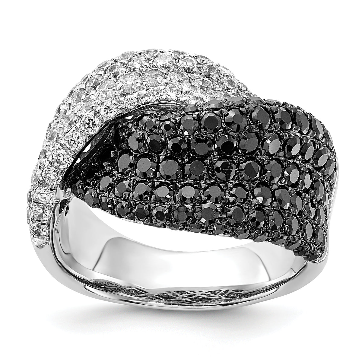 Sterling Silver Black & Clear CZ Ring