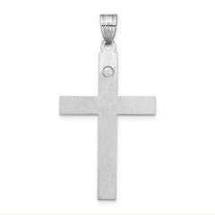 Sterling Silver Rh-plt Crystal Family Cross Pendant