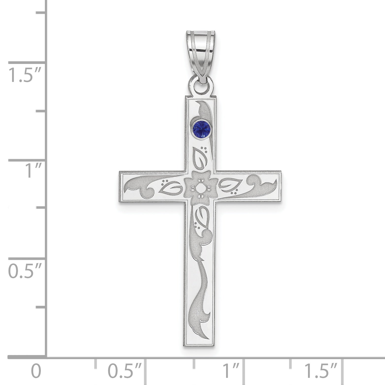 Sterling Silver Rh-plt Crystal Family Cross Pendant