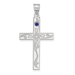 Sterling Silver Rh-plt Crystal Family Cross Pendant