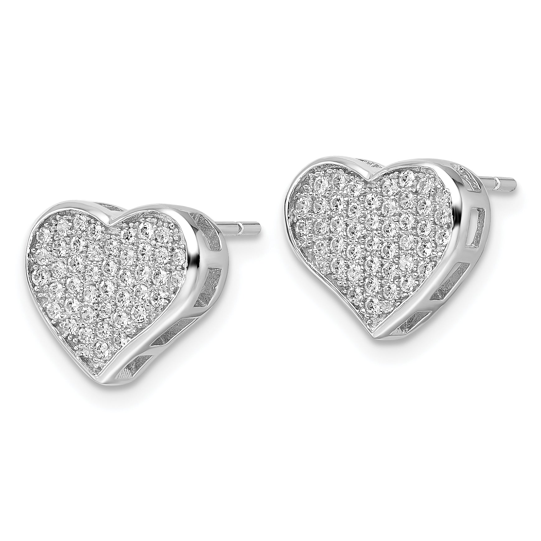 Sterling Silver & CZ Brilliant Embers Heart Post Earrings