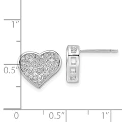 Sterling Silver & CZ Brilliant Embers Heart Post Earrings