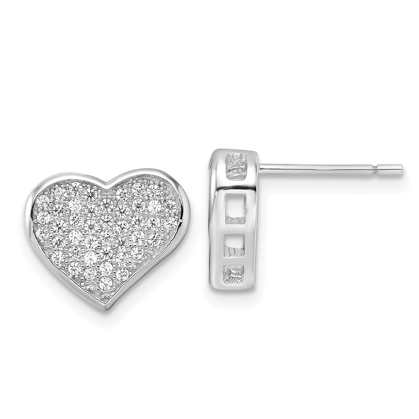 Sterling Silver & CZ Brilliant Embers Heart Post Earrings