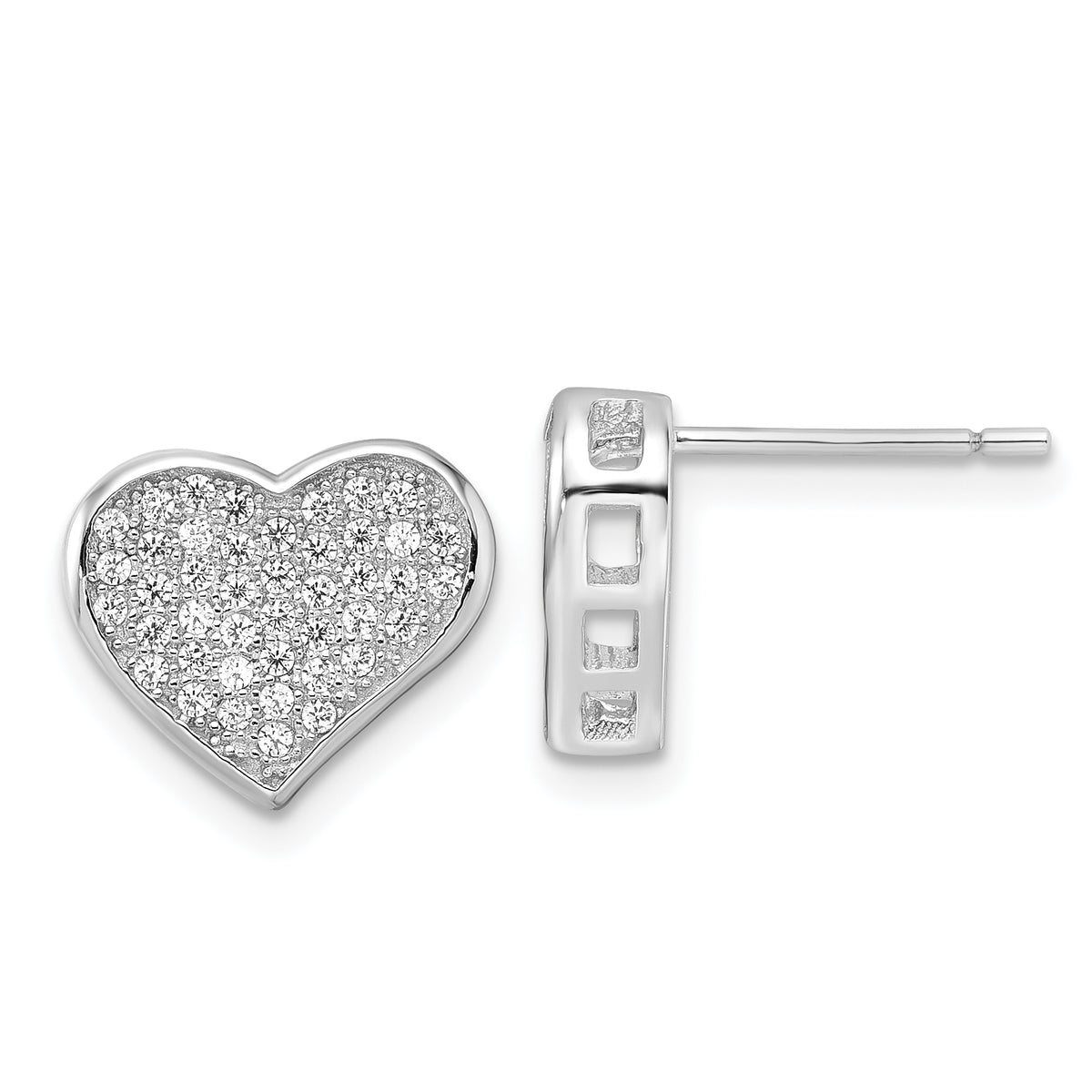 Sterling Silver & CZ Brilliant Embers Heart Post Earrings