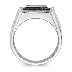 Brilliant Embers Sterling Silver Rhodium-plated 113 Stone Micro Pav‚ CZ Black and White Men's Ring