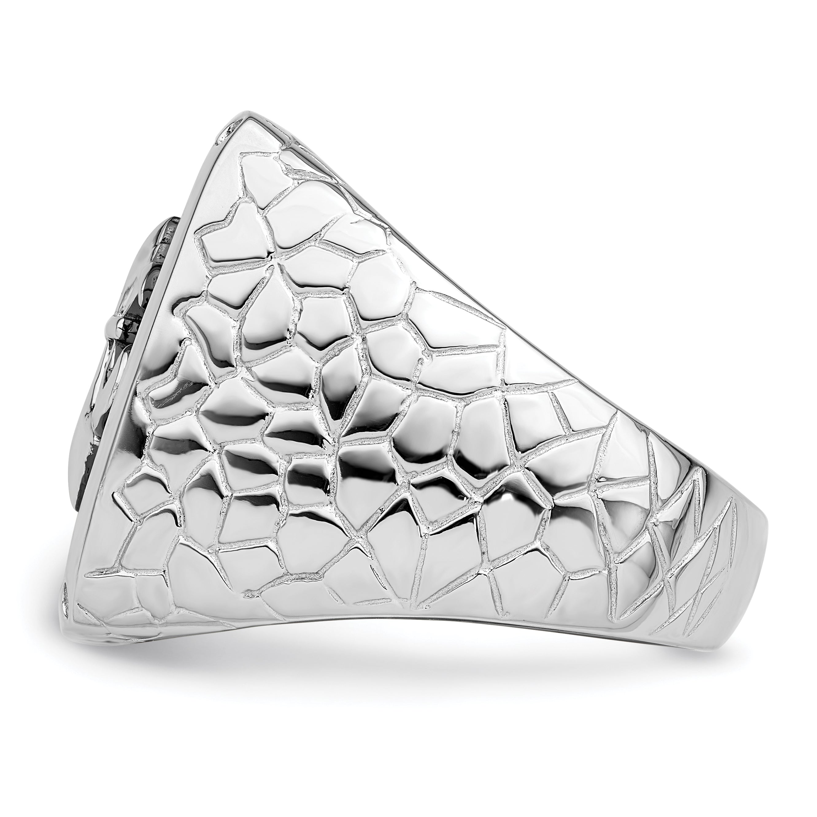 Brilliant Embers Sterling Silver Rhodium-plated 62 Stone Black Micro Pav‚ CZ Fleur De Lis Men's Ring