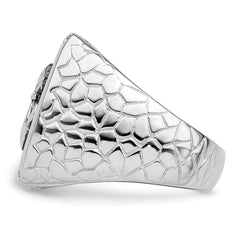 Brilliant Embers Sterling Silver Rhodium-plated 62 Stone Black Micro Pav‚ CZ Fleur De Lis Men's Ring