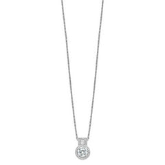 Brilliant Embers Sterling Silver Rhodium-plated 39 Stone 18 inch Micro Pav‚ Halo CZ Necklace with 2 Inch Extender