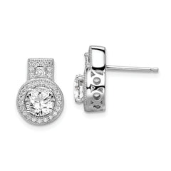 Brilliant Embers Sterling Silver Rhodium-plated 62 Stone Micro Pav‚ Halo CZ Earrings