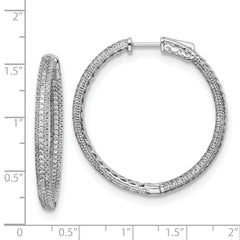 Sterling Shimmer Sterling Silver Rhodium-plated 400 Stone Pav‚ 1.1mm CZ In and Out Round Hinged Hoop Earrings