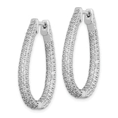 Sterling Shimmer Sterling Silver Rhodium-plated 242 Stone Pav‚ 1.2mm-1.5mm CZ In and Out Teardrop Hinged Hoop Earrings